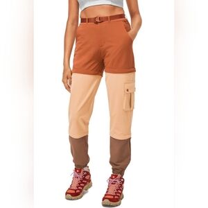 Outdoor Voices Colorblock Track Pants - Brown and Tan